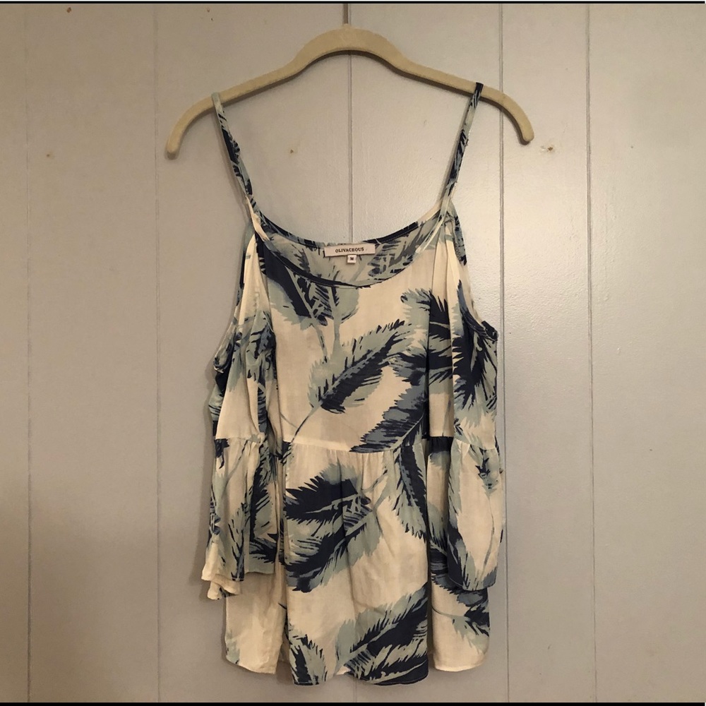 Off the shoulder flowing flowery shirt
